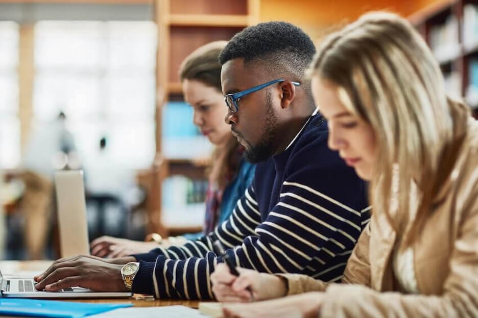 Student on a computer in class