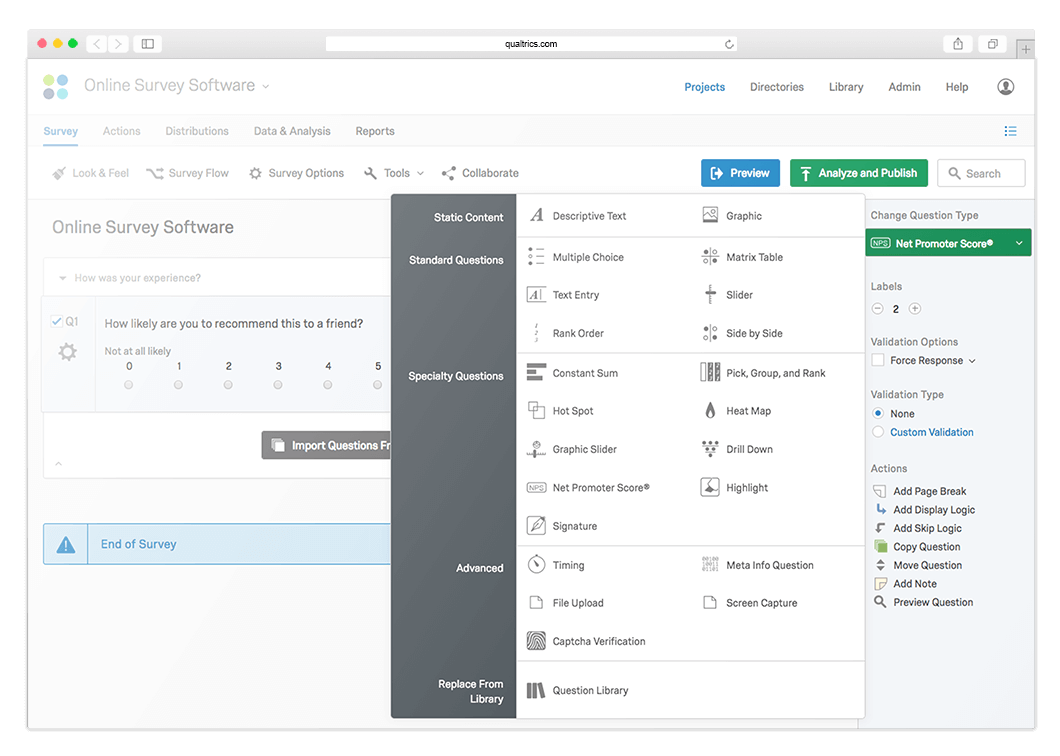 Qualtrics NPS survey software