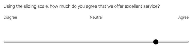 Using the sliding scale, how much do you agree that we offer excellent service?